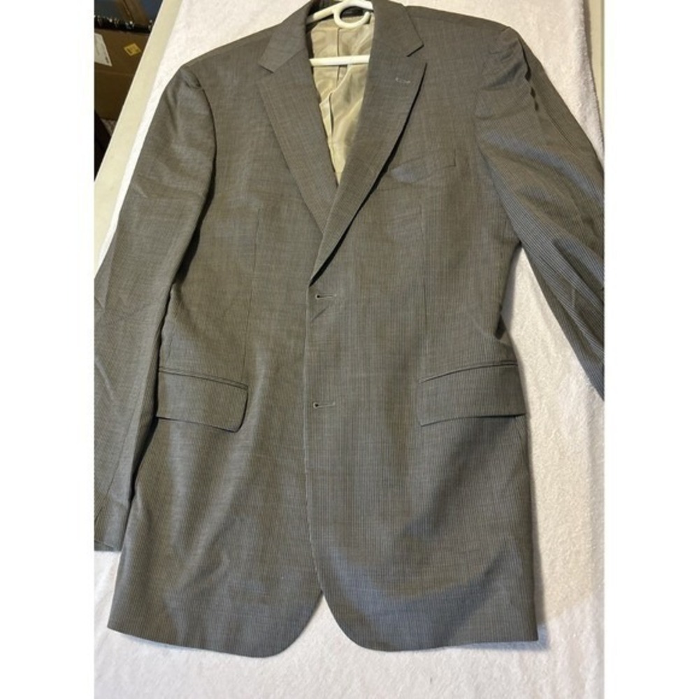 English Laundry Classic Collection Grey Micro Check Peak Lapel Blazer Jacket